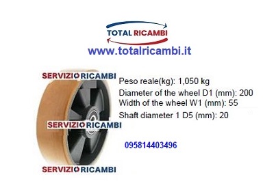 Distribuiamo Ruote e Rulli 200x55x20 in vulkollan in poliuretano e in Gomma, Ruota Stellana 