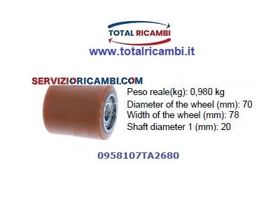 Distribuiamo Ruote e Rulli Stellana per Transpallet Elettrici e Transpallet manuali, Ricambi e Accessori per Muletti, Carrelli Elevatori e Retrattili e Transpallet di qualsiasi marca 70x78x20