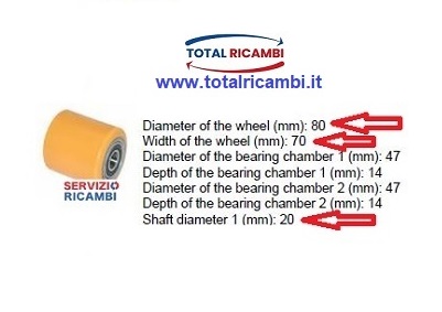 Distribuiamo Ruote e Rulli 80x70x20 Stellana per Transpallet Elettrici e Transpallet manuali