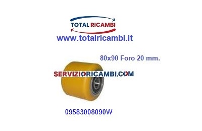 Distribuiamo Ruote e Rulli in vulkollan 80x90x20 e poliuretano Stellana per Transpallet Elettrici e Transpallet manuali,