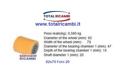 82x70x20 e Rullo e Ruote per Transpallet manuali e Transpallet Elettrici, Ricambi e Accessori per Carrelli Elevatori Muletti e Transpallet di qualsiasi marca ?? Contatta Total Ricambi 080 3955781