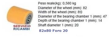 82x80x20 e Rullo e Ruote per Transpallet manuali e Transpallet Elettrici, Ricambi e Accessori per Carrelli Elevatori Muletti e Transpallet di qualsiasi marca ?? Contatta Total Ricambi 080 3955781