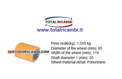 Distribuiamo Ruote e Rulli in vulkollan 85x110x25 e in poliuretano, Ruota Stellana per Transpallet Elettrici