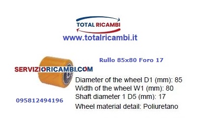 Distribuiamo Ruote e Rulli in vulkollan 85x80x17 e poliuretano