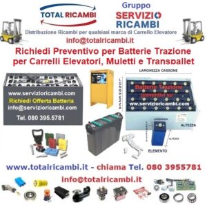 Distribuiamo Batterie Trazione da da 24V-36V-48V-72V-80V. per Muletti Carrelli Elevatori e Transpallet Total Ricambi