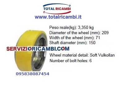 Distribuiamo Ruote motrici 209x71x150 e Rulli in vulkollan in poliuretano per Lifter