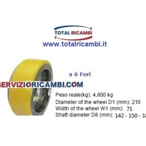210X71 Ruota Motrice a 6 fori e Rulli per Transpallet Pramac manuali e Transpallet Elettrici, Ricambi e Accessori per Carrelli Elevatori Muletti e Transpallet di qualsiasi marca ?? Contatta Total Ricambi 080 3955781