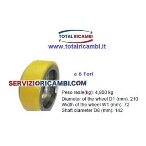 Distribuiamo Ruota Motrice 210X72 a 6 fori e Rulli per Transpallet Climax