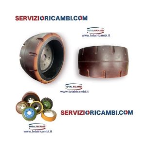 Distribuiamo Ruote Motrici per Transpallet 254x125 e 254x125x40 a 5 Fori e Rulli per Transpallet elettrici Linde