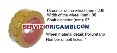 Ruota Motrice Tacchettata 230x90x63 a 4 Fori 09588182862 per LINDE T18
