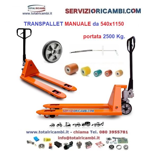 Distribuiamo Transpallet manuale 540x1150 da 2500 Kg. e ricambi transpallet manuale, transpallet TS21150 - 0958TS21150, Ricambi e Accessori per Carrelli Elevatori